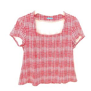 J. McLaughlin Red White Short Sleeve TOP XL